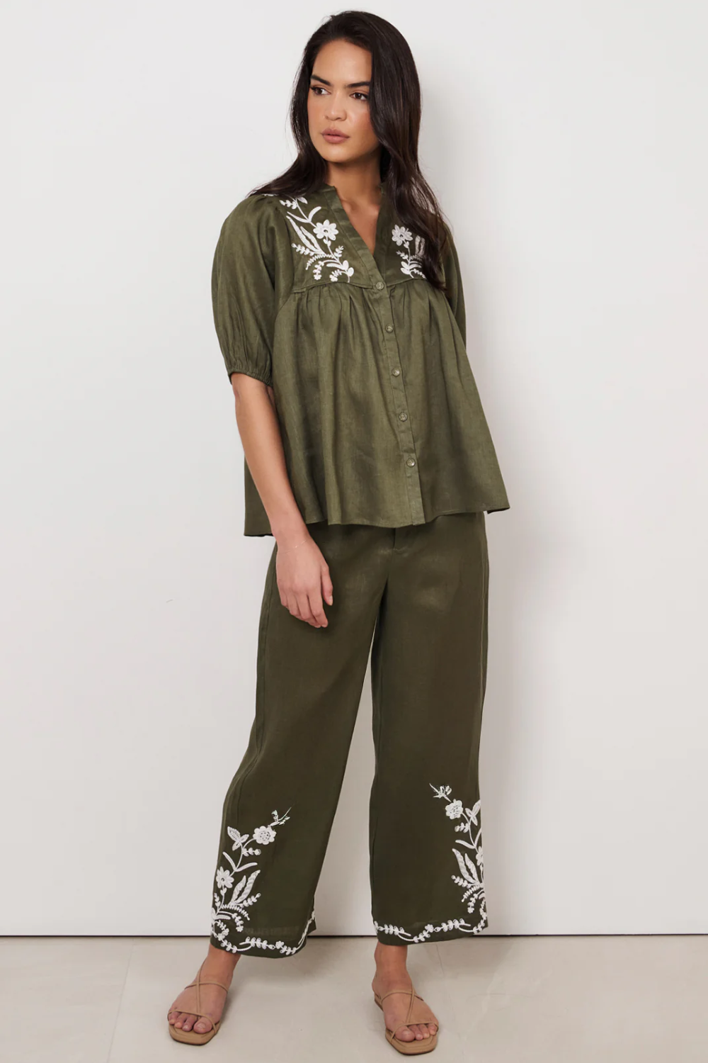 Adorne Palmer Embroidered Boho Top AJD2142