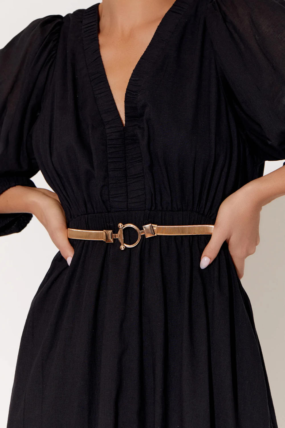 Adorne Toggle Slinky Metal Event Waist Belt - Gold ABD0113