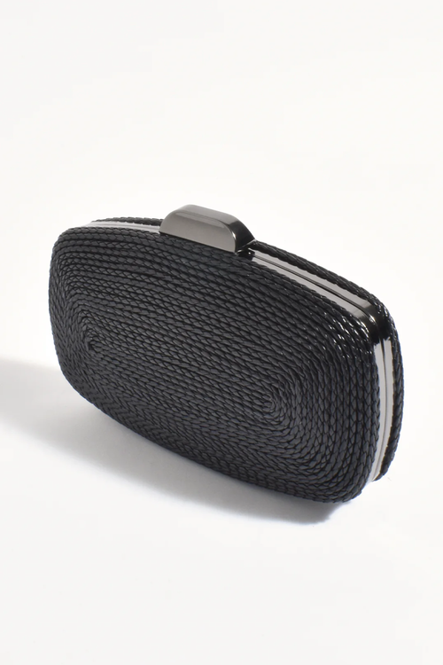 Adorne Leela Rope Detail Structured Clutch - Black AVD1738