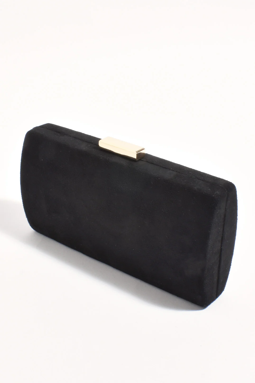 Adorne Clea Faux Suede Structured Clutch - Black AVD1746