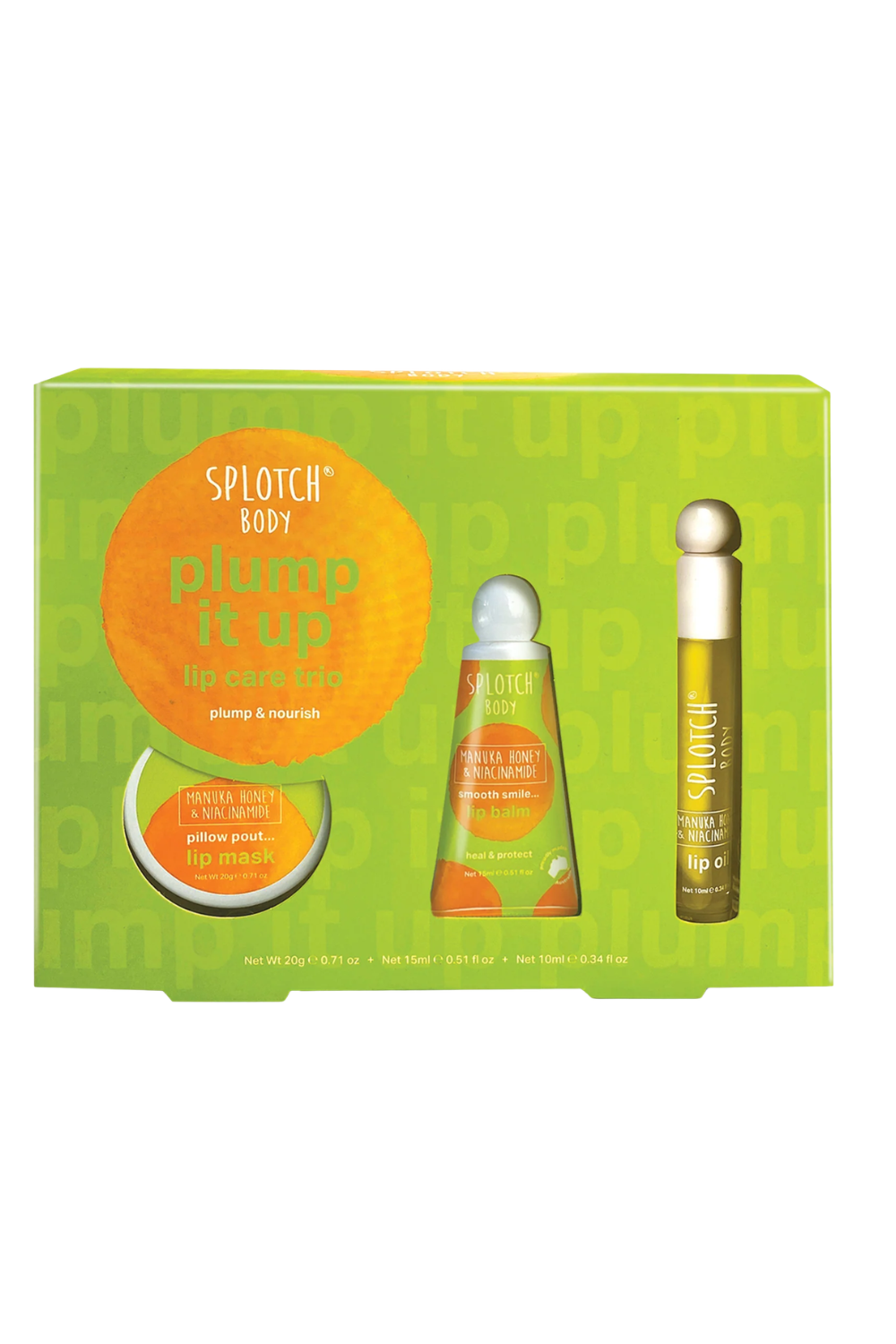 Splotch Body Plump It Up Lip Care Trio Manuka Honey & Niacinamide