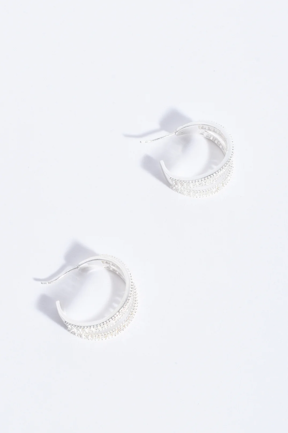 Adorne Baguette Cut Jewel Earrings - Silver AED4162