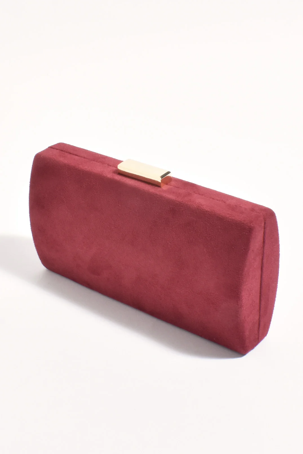 Adorne Clea Faux Suede Structured Clutch - Burgundy AVD1746