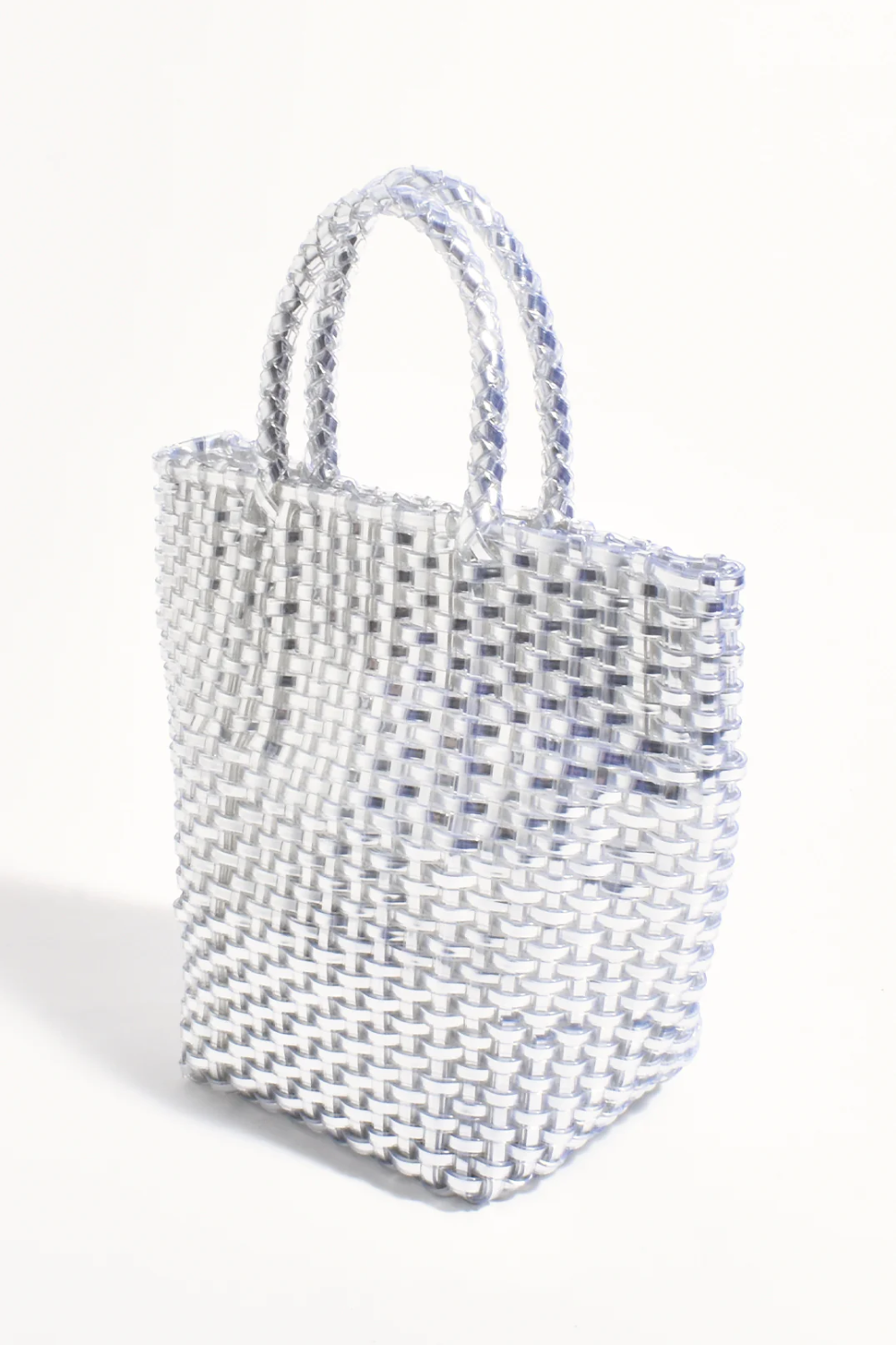 Adorne Emery Metallic Weave Mini Basket - Silver AXD1922