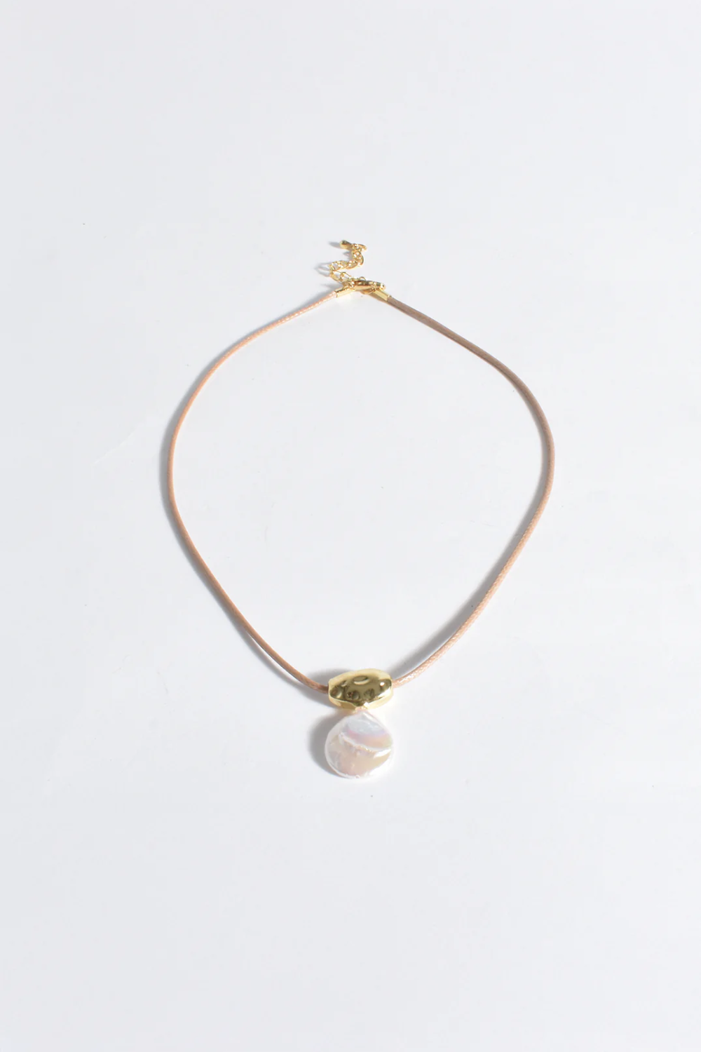 Adorne Metal Pod Pearl Drop Cord Necklace - Gold AND2606