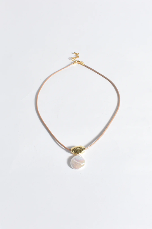 Adorne Metal Pod Pearl Drop Cord Necklace - Gold AND2606