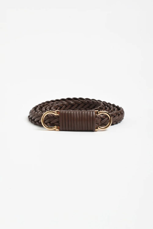 Adorne Plaited Thin Waist Belt - Chocolate ABD0750CHOC