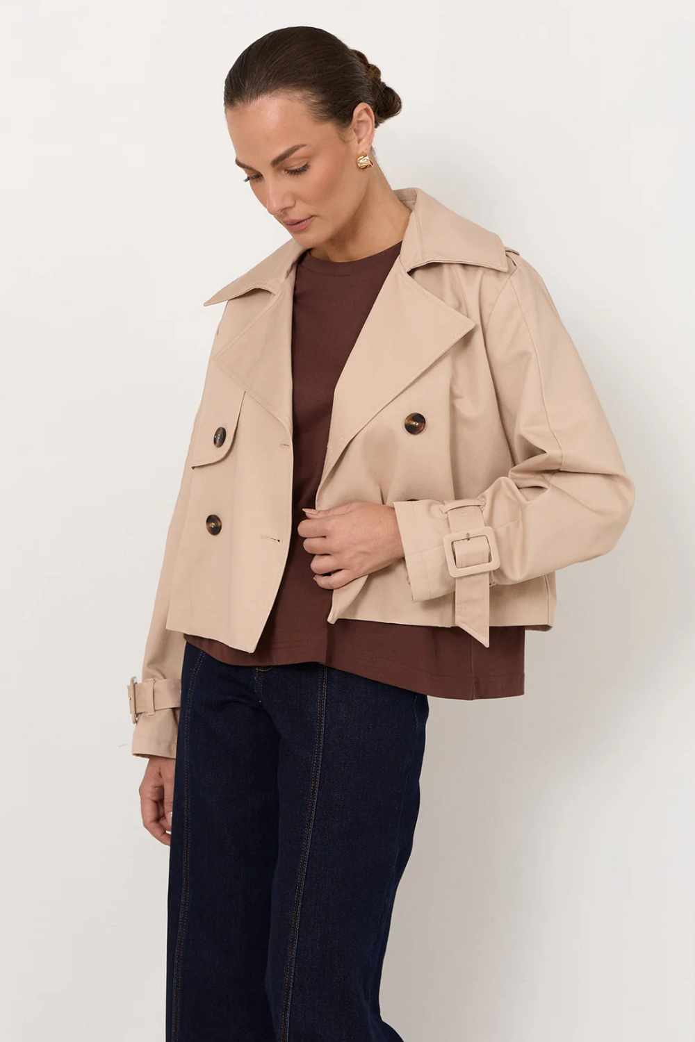 Adorne Nessa Cropped Trench (Sand) AJD2365SAND