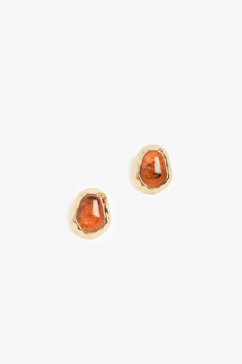Adorne Metal Edged Resin Stud Earrings - Terracotta AED4215