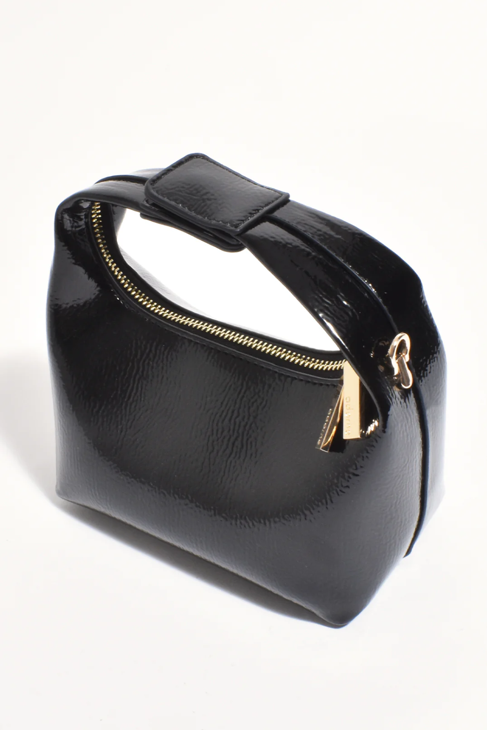 Adorne Lia Patent Curved Small Bag - Black AXD1894