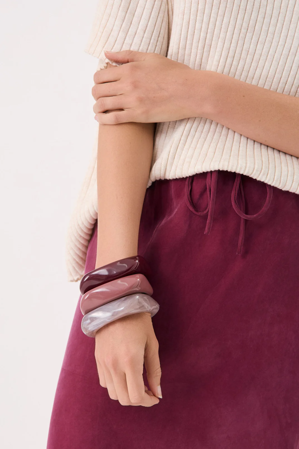 Adorne Resin Stacking Bangles - Burgundy ACD1640