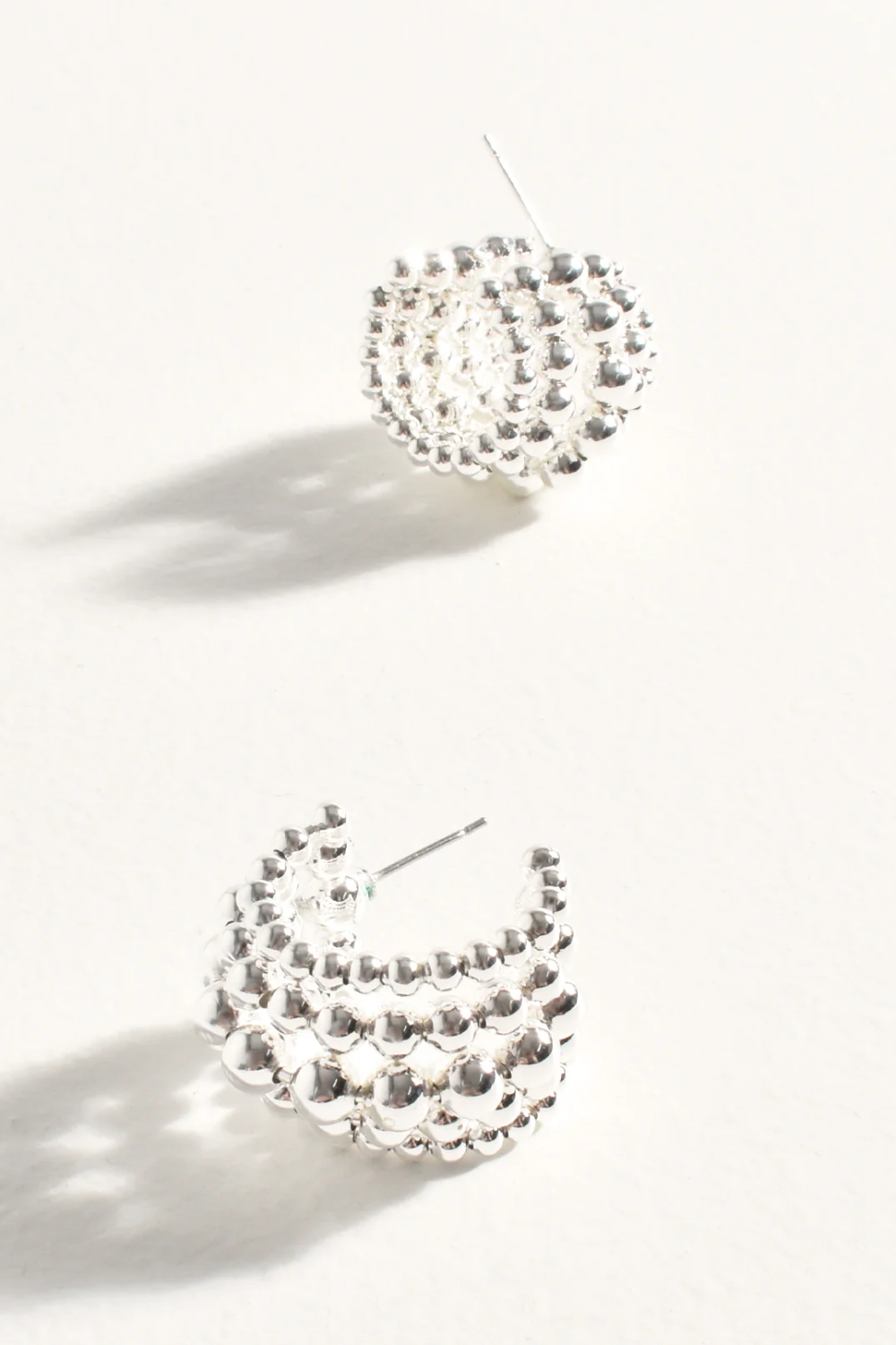 Adorne Many Rows Metal Ball Mini Hoops - Silver AED4173