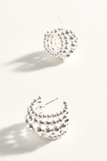 Adorne Many Rows Metal Ball Mini Hoops - Silver AED4173
