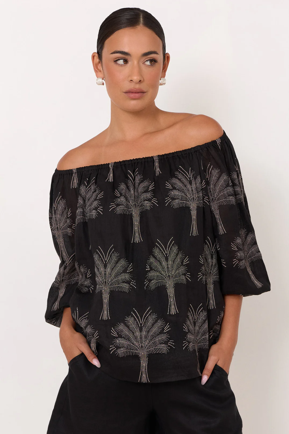 Adorne Kelsey Off Shoulder Top - Print AJD2163