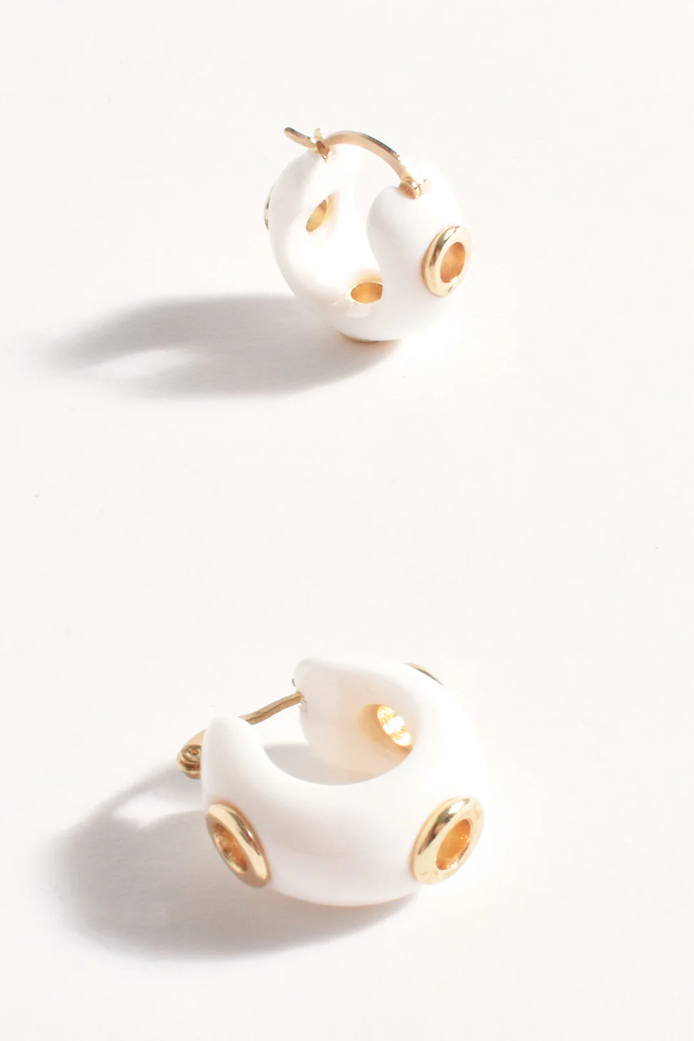 Adorne Resin Eyelet Mini Hoops - White AED4115