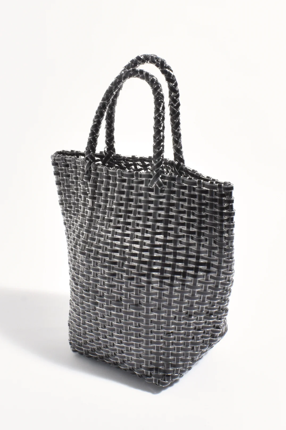 Adorne Emery Metallic Weave Mini Basket - Black AXD1922
