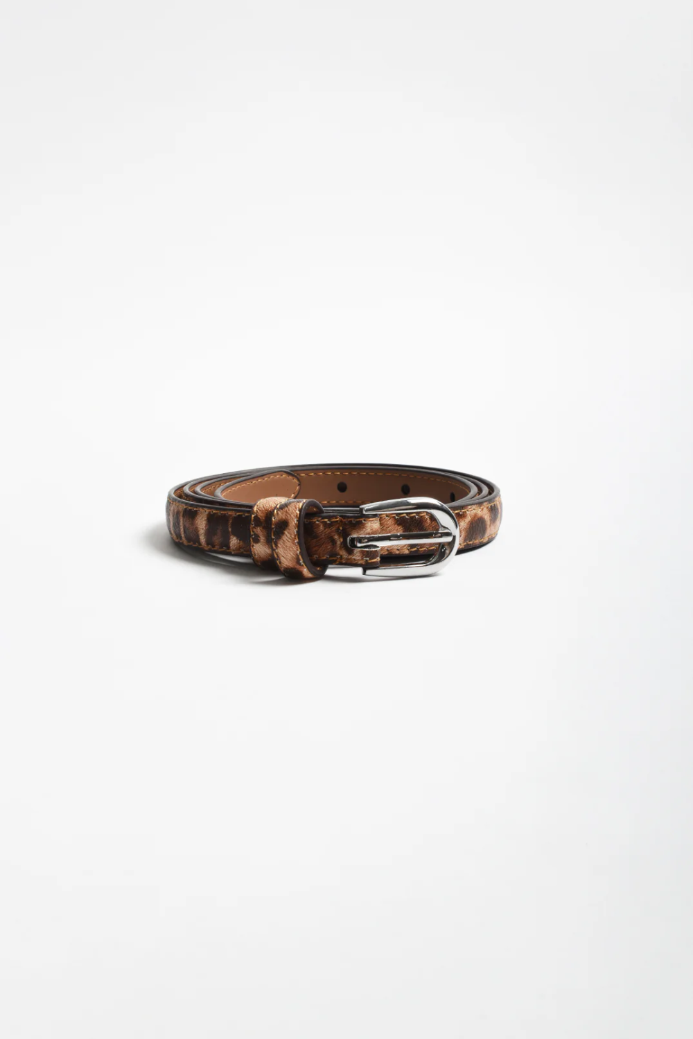 Adorne Thin Leopard Print Belt - Leopard ABD1754LEOPSILV