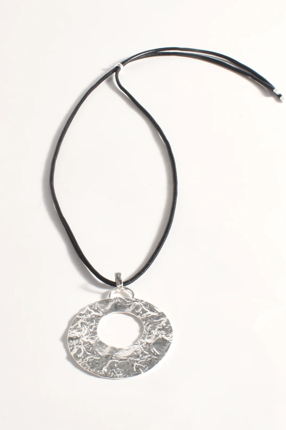 Adorne Textured Metal Adjustable Pendant Necklace - Silver AND2614