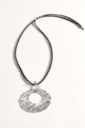 Adorne Textured Metal Adjustable Pendant Necklace - Silver AND2614