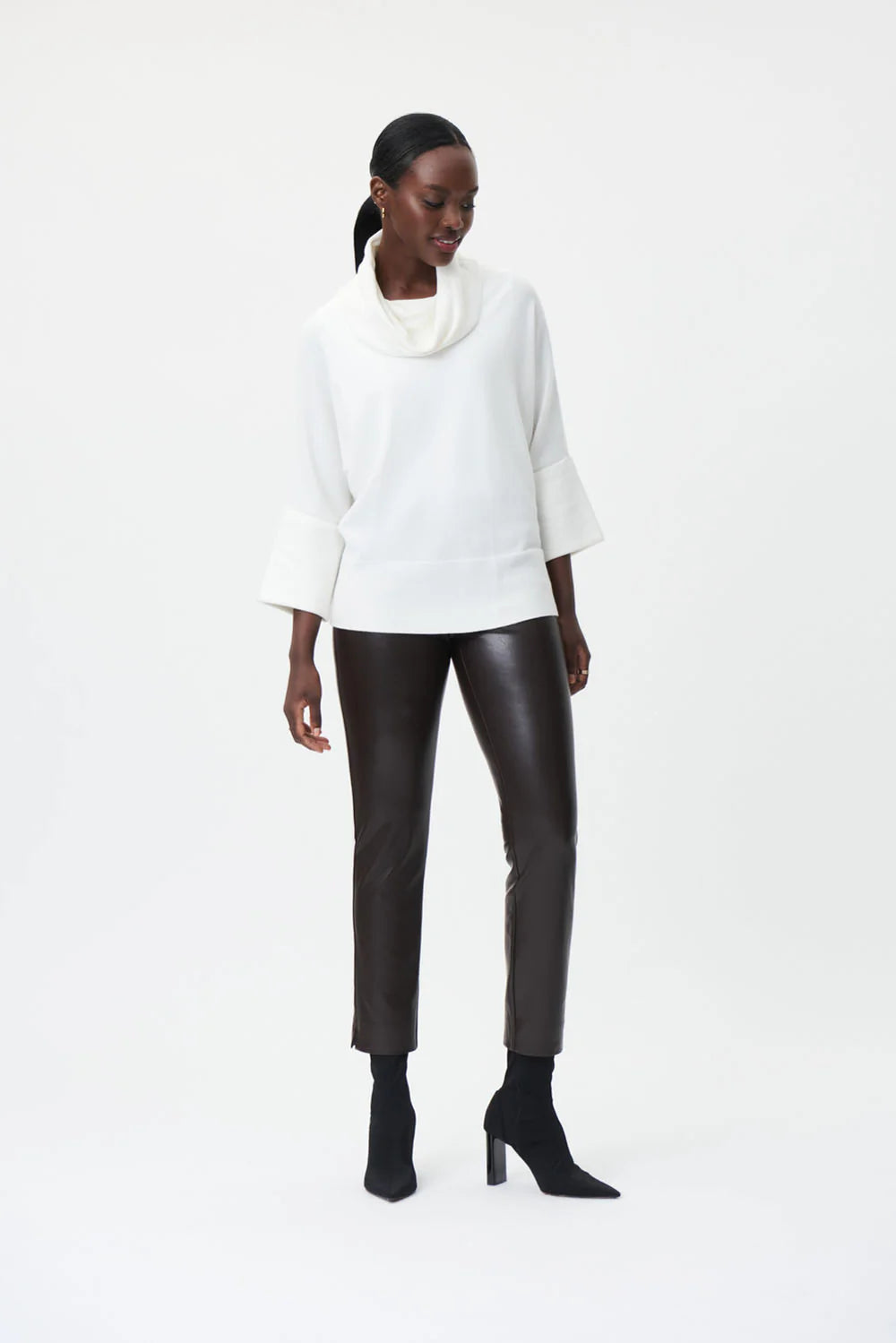 Joseph Ribkoff High-waisted Faux Leather Trousers Style 223196