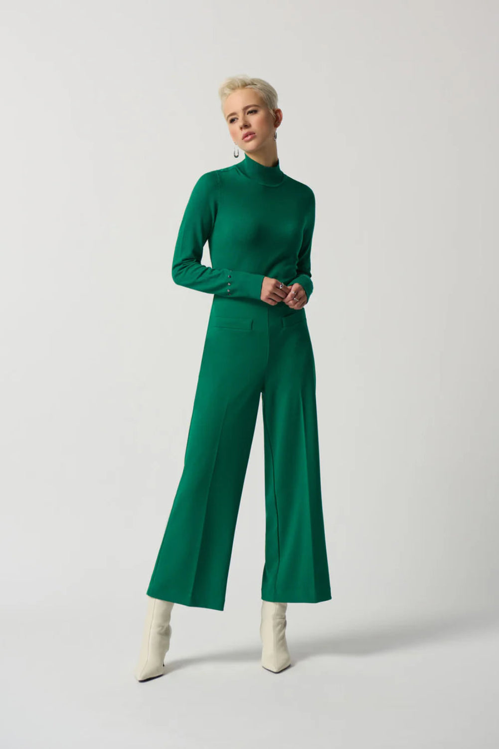Joseph Ribkoff Kelly Green High-Rise Wide-Leg Pants 233098