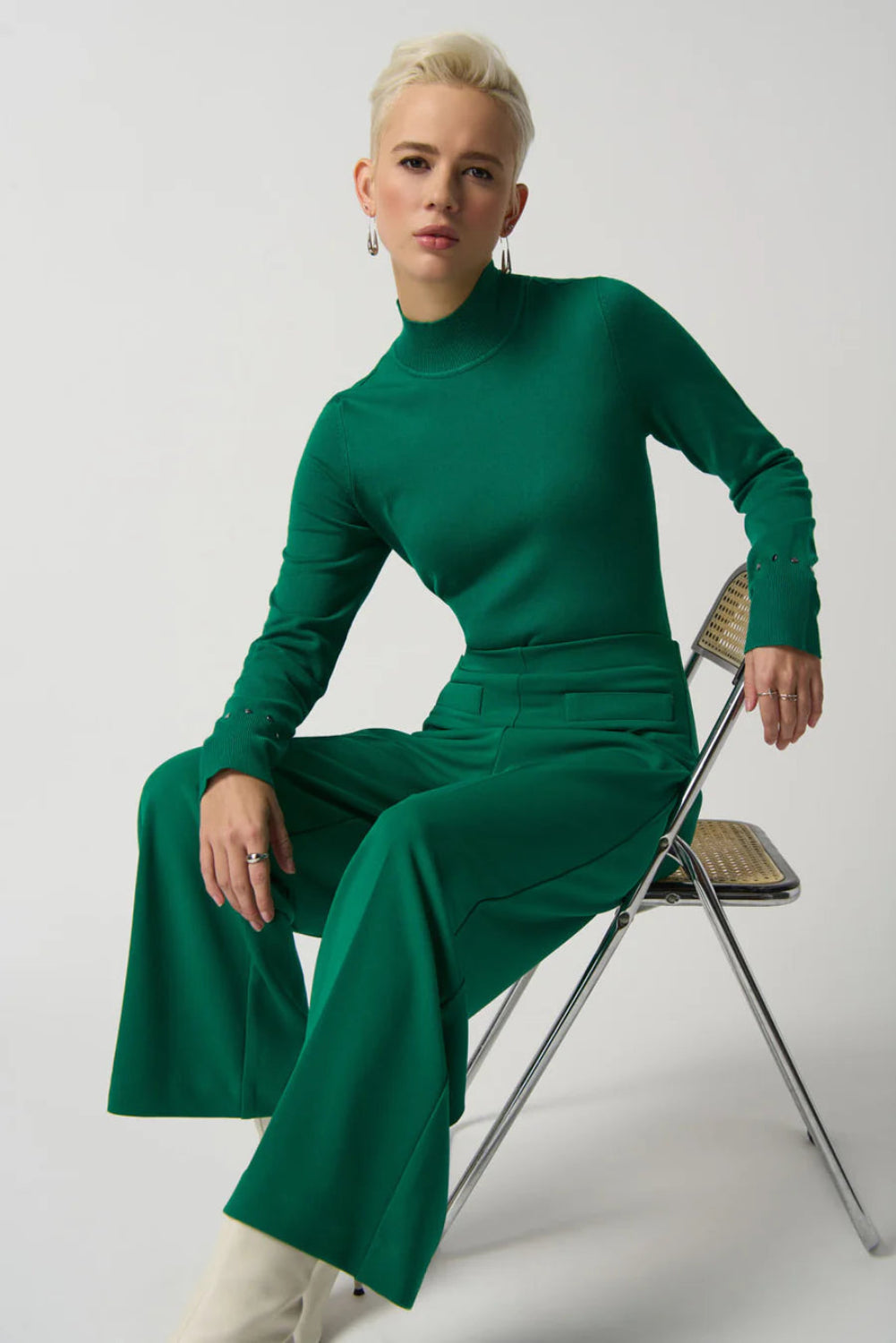 Joseph Ribkoff Kelly Green High-Rise Wide-Leg Pants 233098