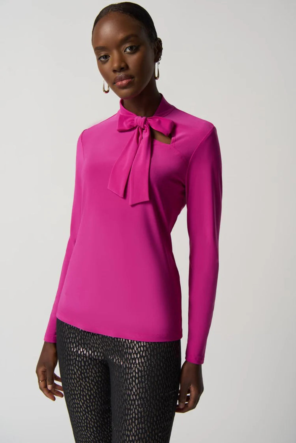 Joseph Ribkoff Long-Sleeve Bow Neck Top 233132