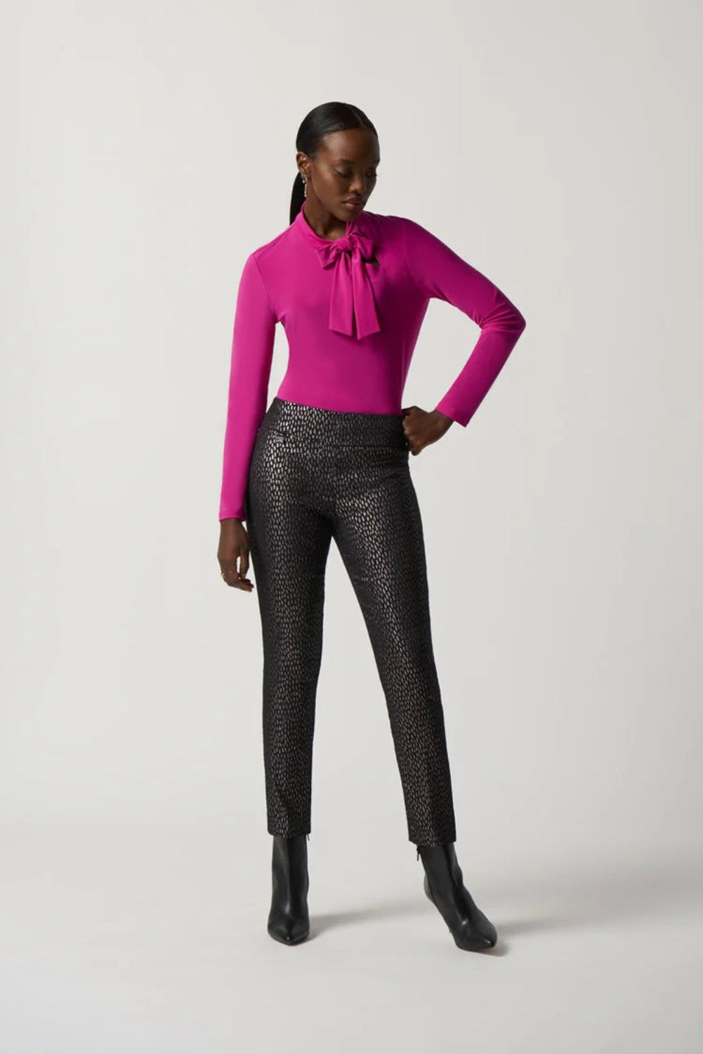 Joseph Ribkoff Long-Sleeve Bow Neck Top 233132