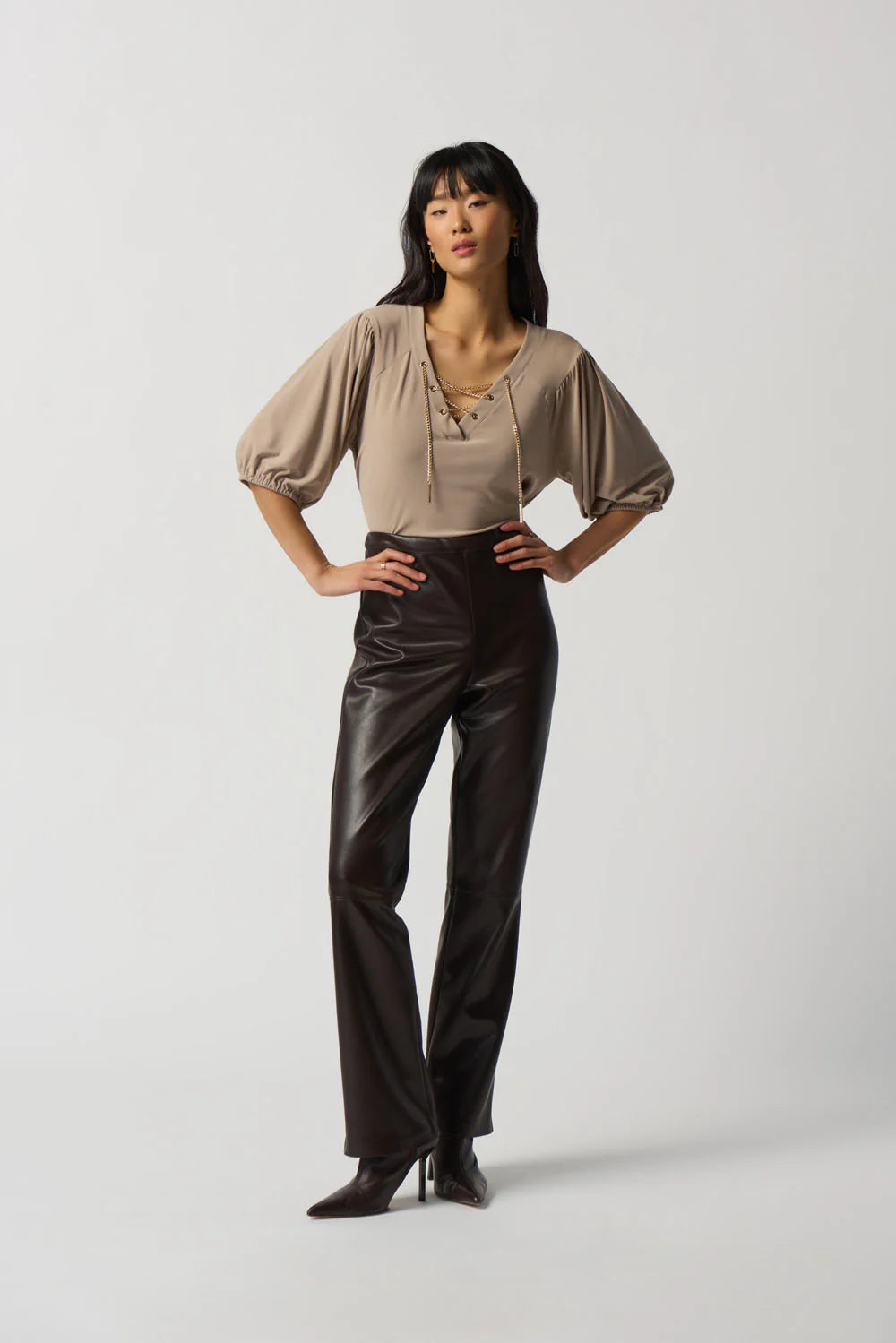 Joseph Ribkoff Chain Detail Puff Sleeve Top 233203