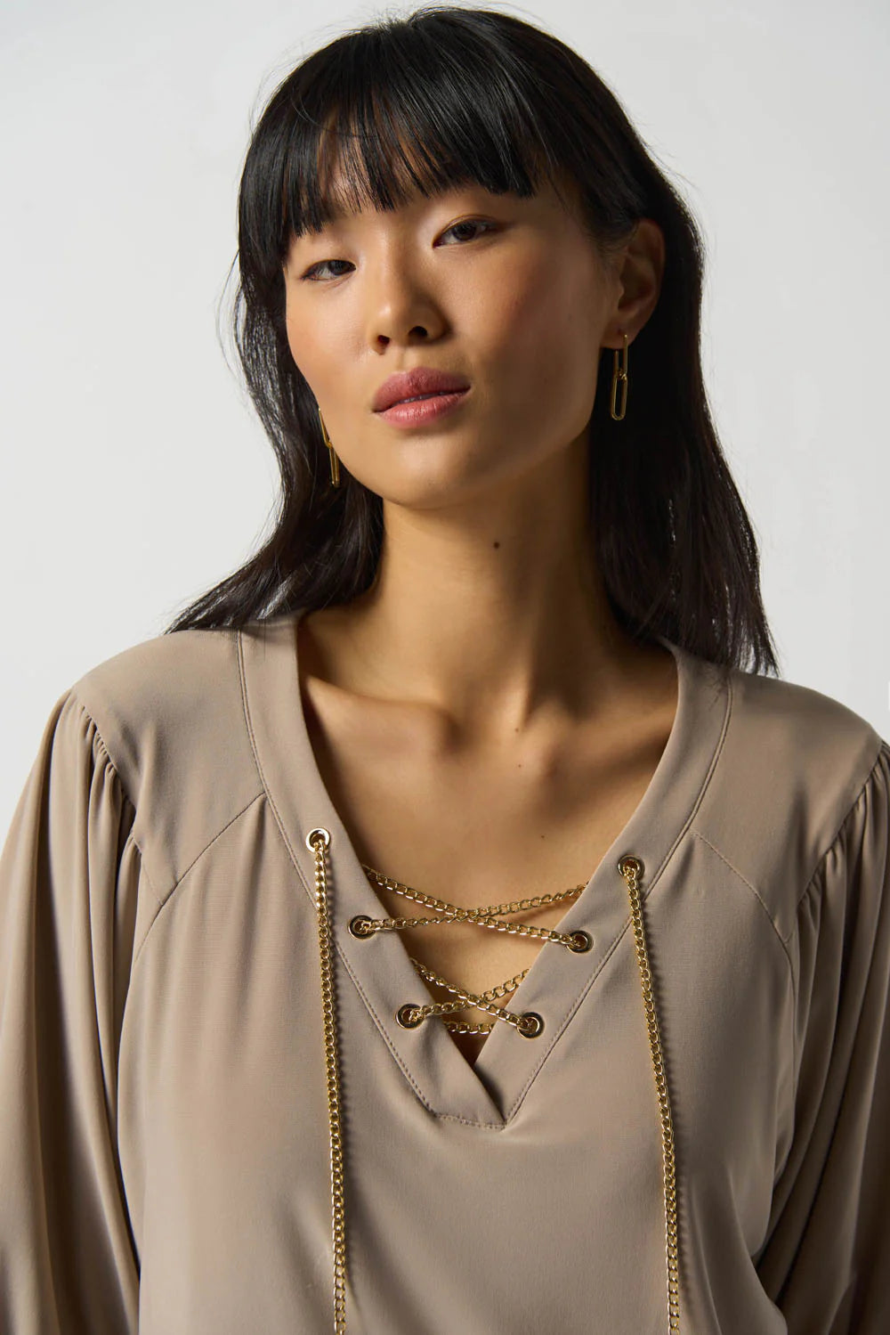 Joseph Ribkoff Chain Detail Puff Sleeve Top 233203