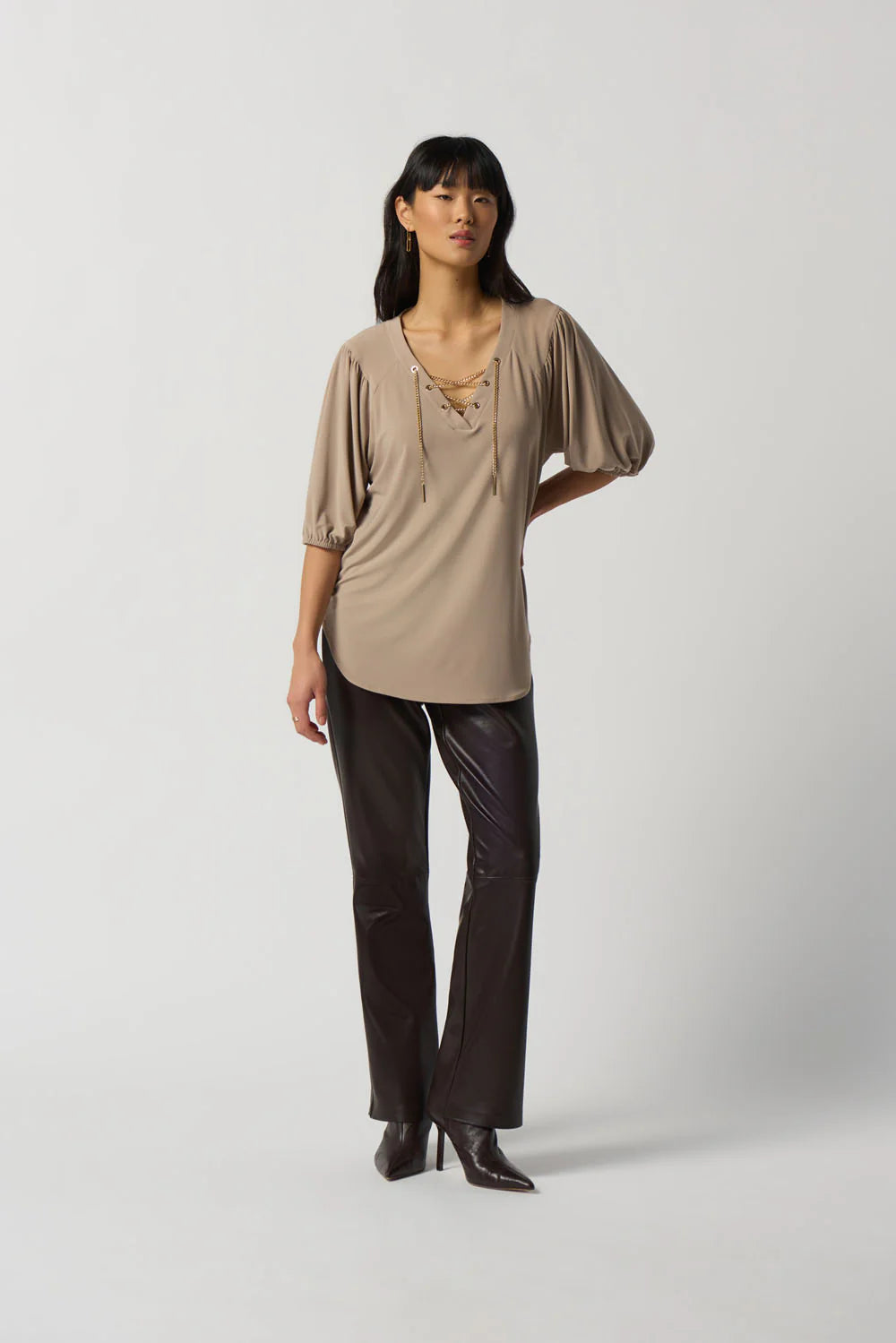 Joseph Ribkoff Chain Detail Puff Sleeve Top 233203