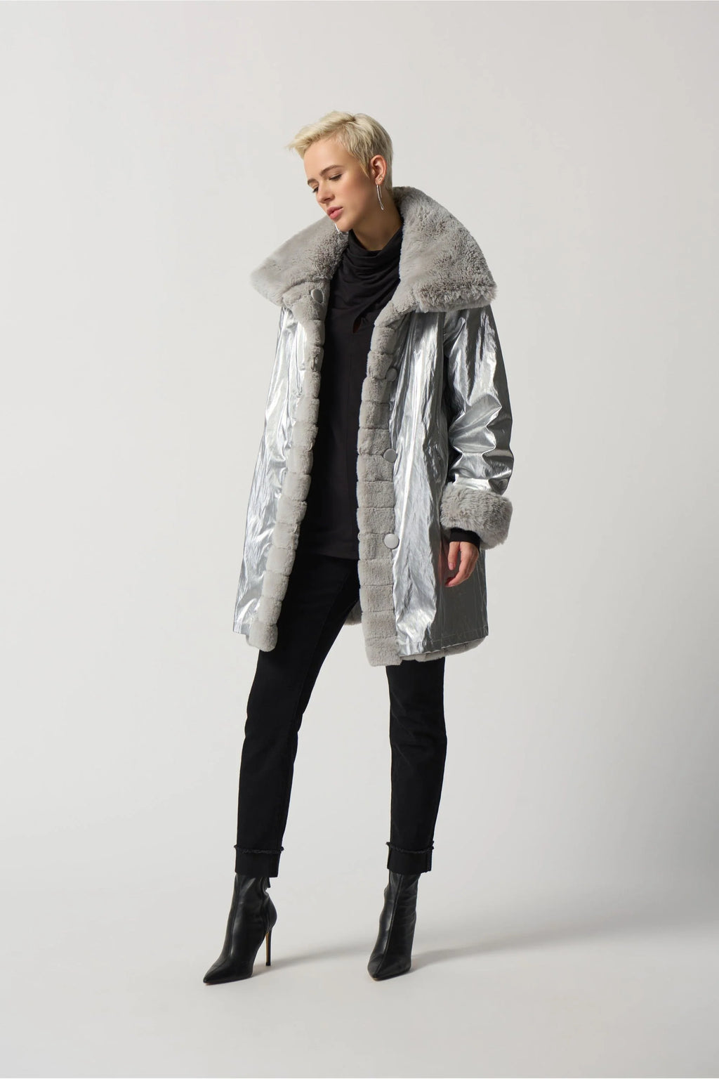 Joseph Ribkoff Faux Fur Reversible Puffer Coat 233900