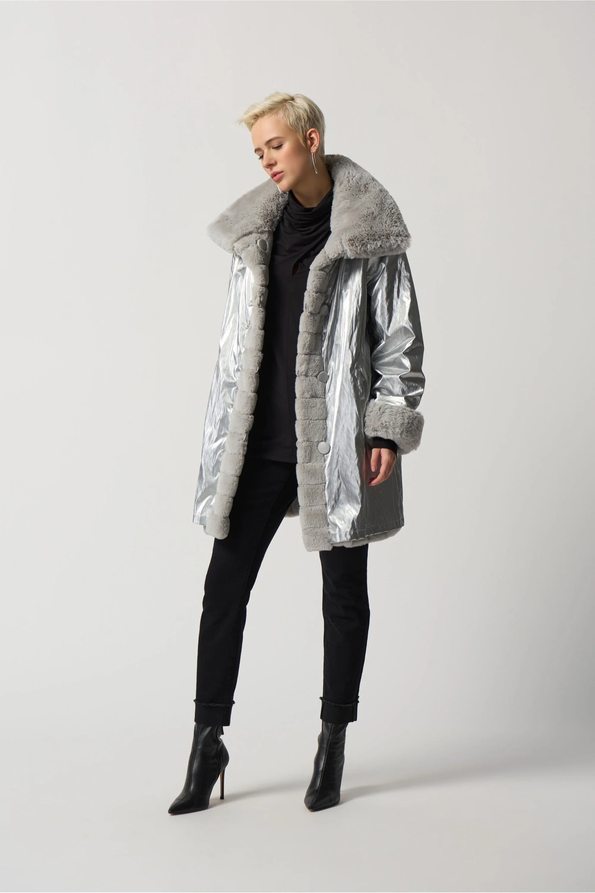 Joseph Ribkoff Faux Fur Reversible Puffer Coat 233900