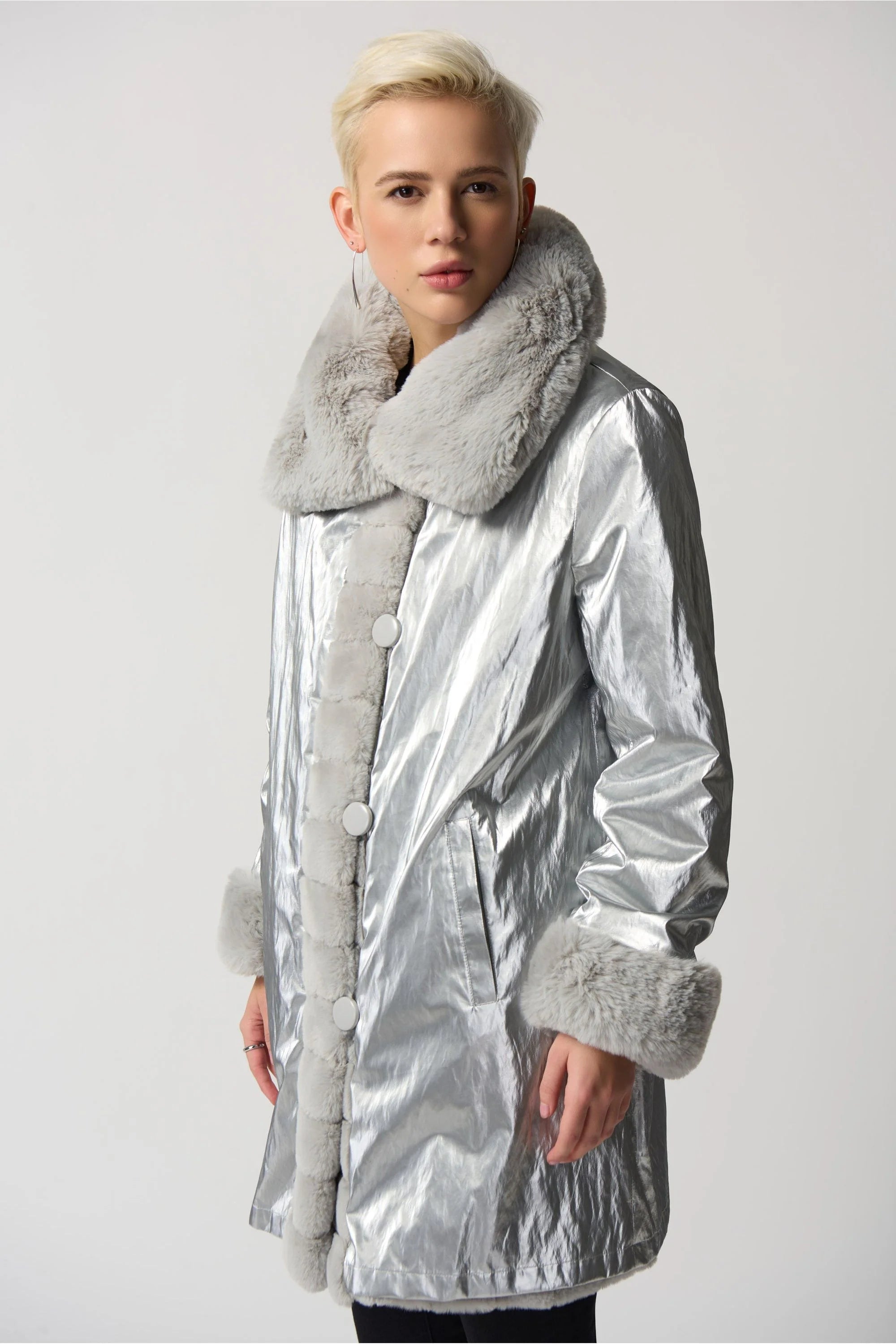 Joseph Ribkoff Faux Fur Reversible Puffer Coat 233900