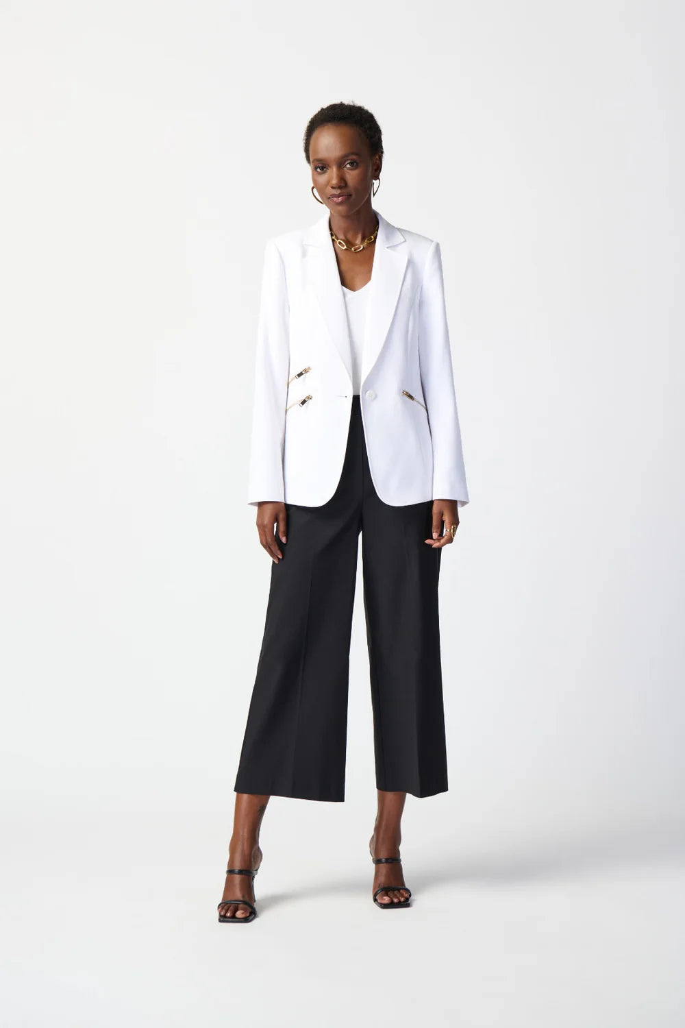 Joseph Ribkoff Vanilla Woven Blazer With Zippered Pockets 234929S24