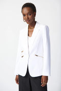 Joseph Ribkoff Vanilla Woven Blazer With Zippered Pockets 234929S24