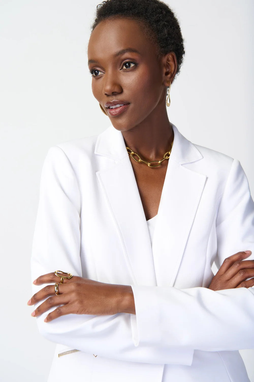 Joseph Ribkoff Vanilla Woven Blazer With Zippered Pockets 234929S24