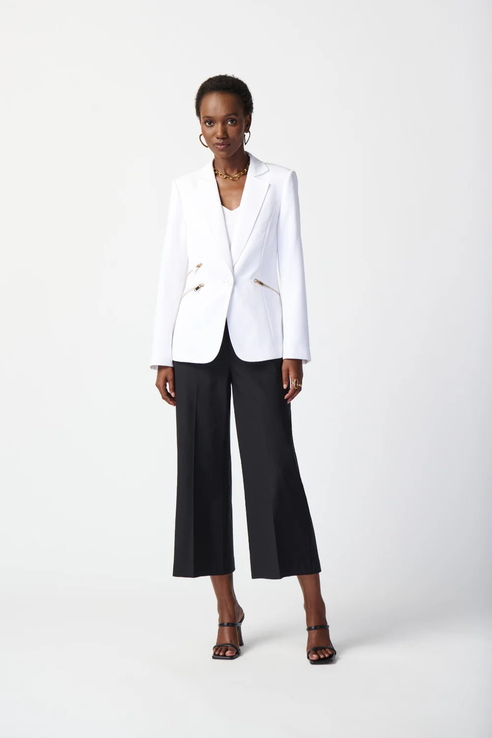 Joseph Ribkoff Vanilla Woven Blazer With Zippered Pockets 234929S24