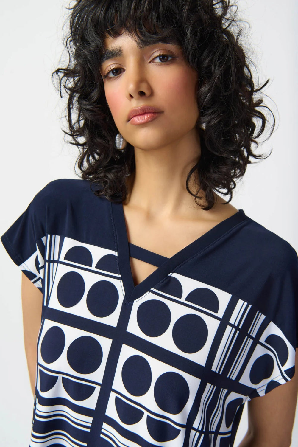 Joseph Ribkoff Geometric Two-tone Top 241117