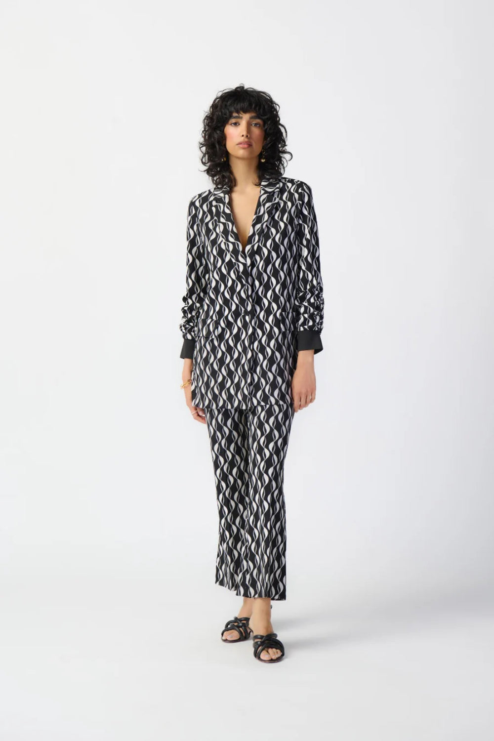 Joseph Ribkoff  Two-tone Wave Print Blazer 241147