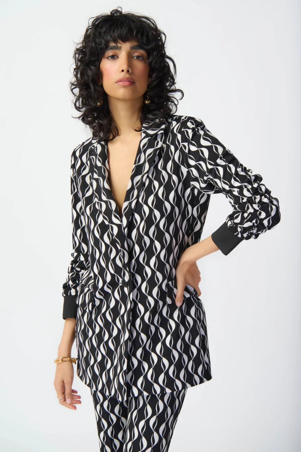 Joseph Ribkoff  Two-tone Wave Print Blazer 241147