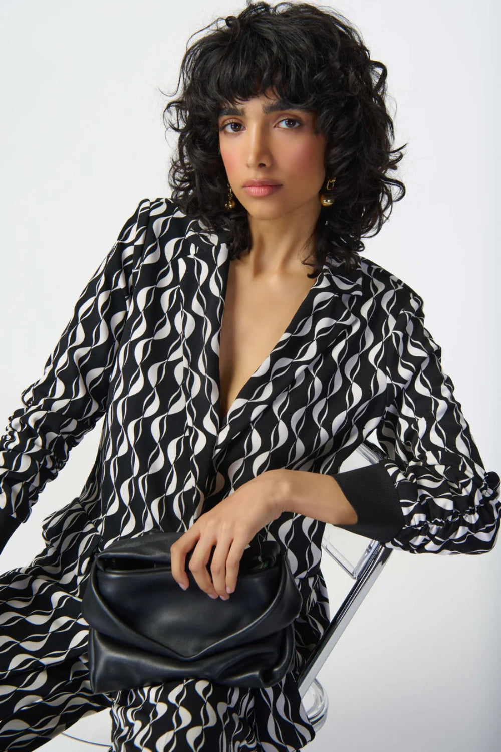 Joseph Ribkoff  Two-tone Wave Print Blazer 241147
