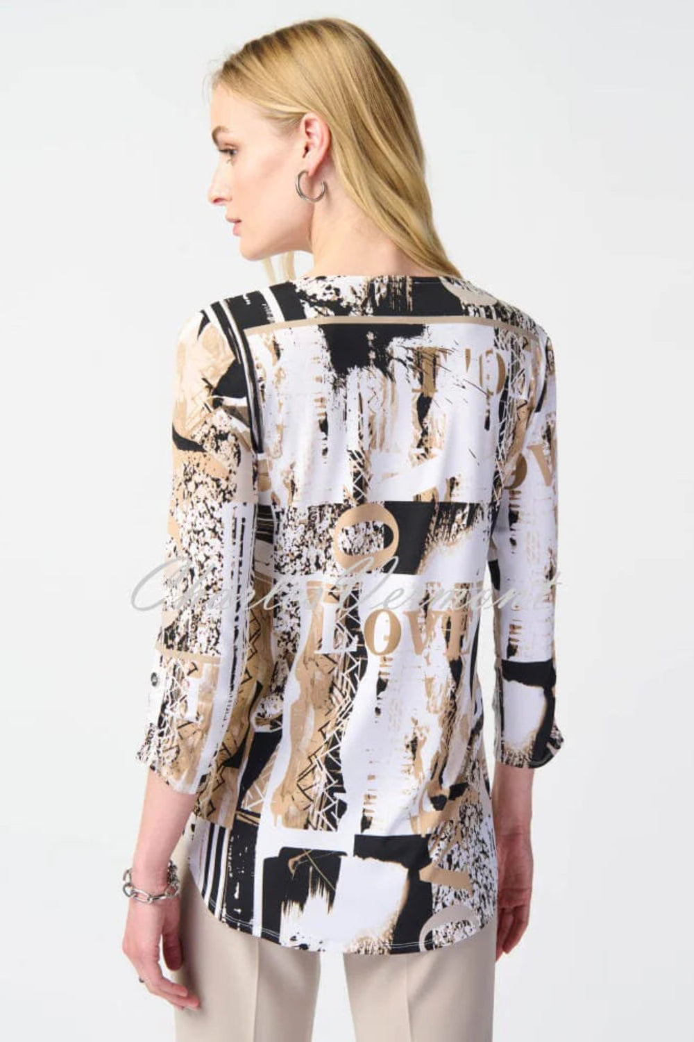 Joseph Ribkoff Abstract Print Zip Tunic Top 241310