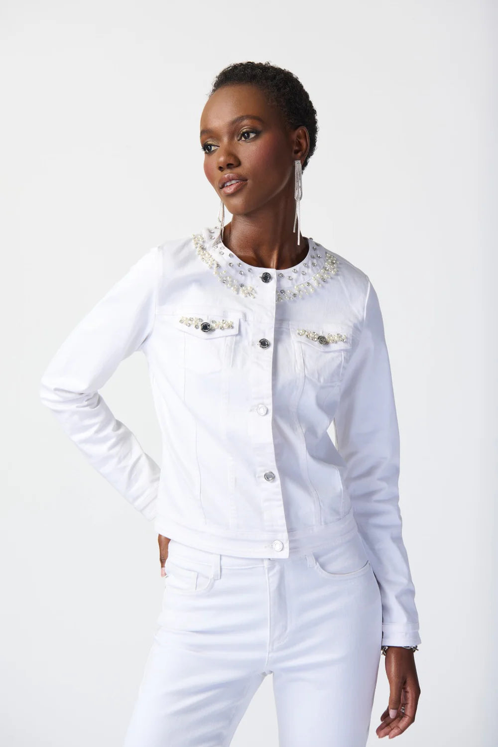 Joseph Ribkoff Denim Jacket with Embellished Pockets 241912