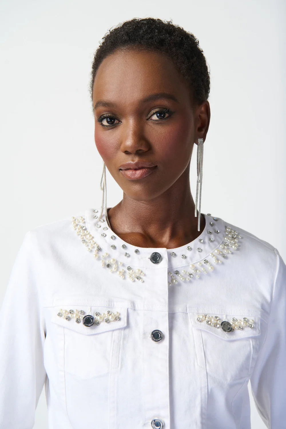 Joseph Ribkoff Denim Jacket with Embellished Pockets 241912