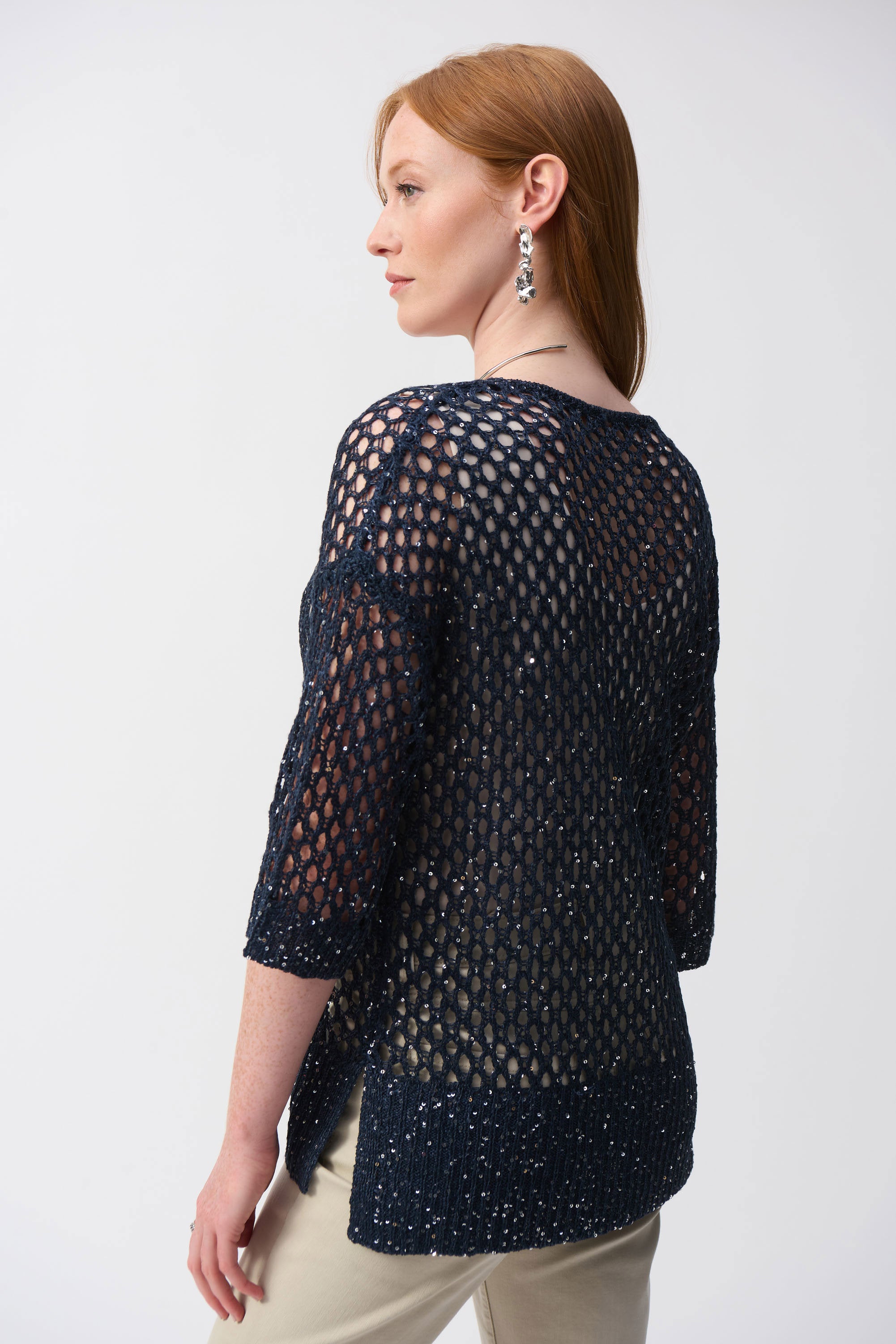 Joseph Ribkoff Open Stitch Sweater with Sequins 241922S25