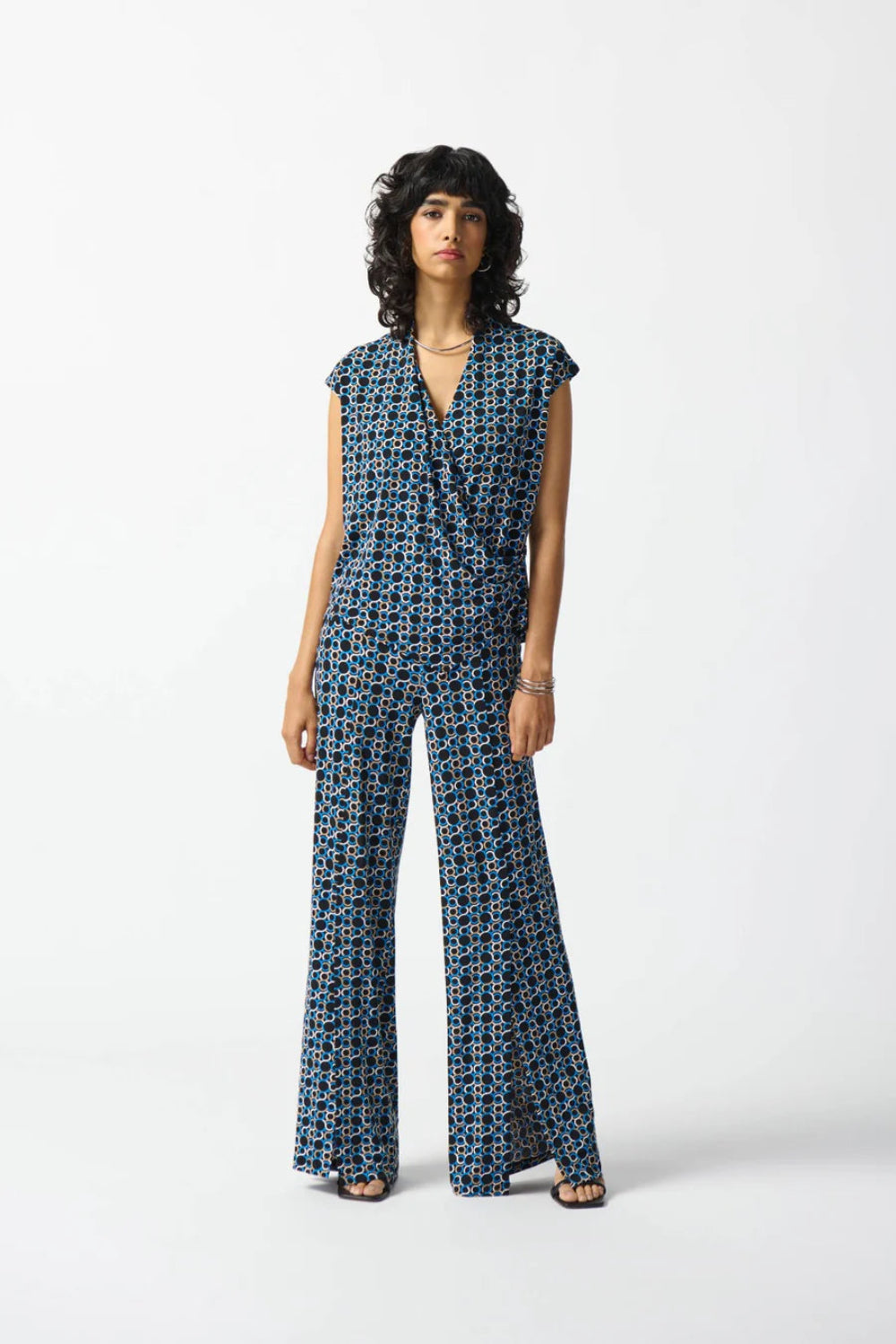 Joseph Ribkoff Black/Multi Geometric Print Wrap Top 242064