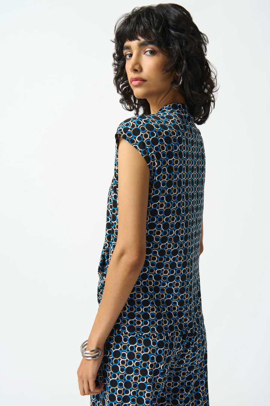Joseph Ribkoff Black/Multi Geometric Print Wrap Top 242064