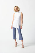 Joseph Ribkoff White/Blue Geometric Print Flare Pants 242137