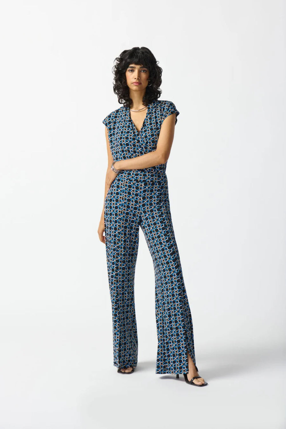 Joseph Ribkoff Black/Multi Geometric Print Wide-Leg Pants 242143